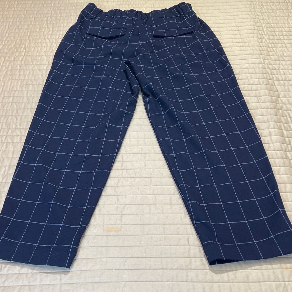 A NEW DAY WOMENS SIZE 8 Navy Checkered PANTS ZIPPER FRONT ELASTIC WAISTBAND - Picture 10 of 10